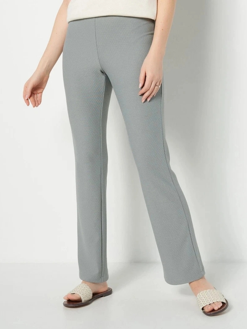 Legacy Gray Textured Knit Straight-Leg Pants